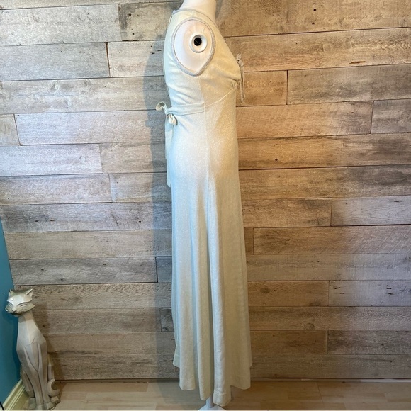 Vintage Joyce Palmer women’s cream shimmery maxi formal dress - Picture 4 of 11